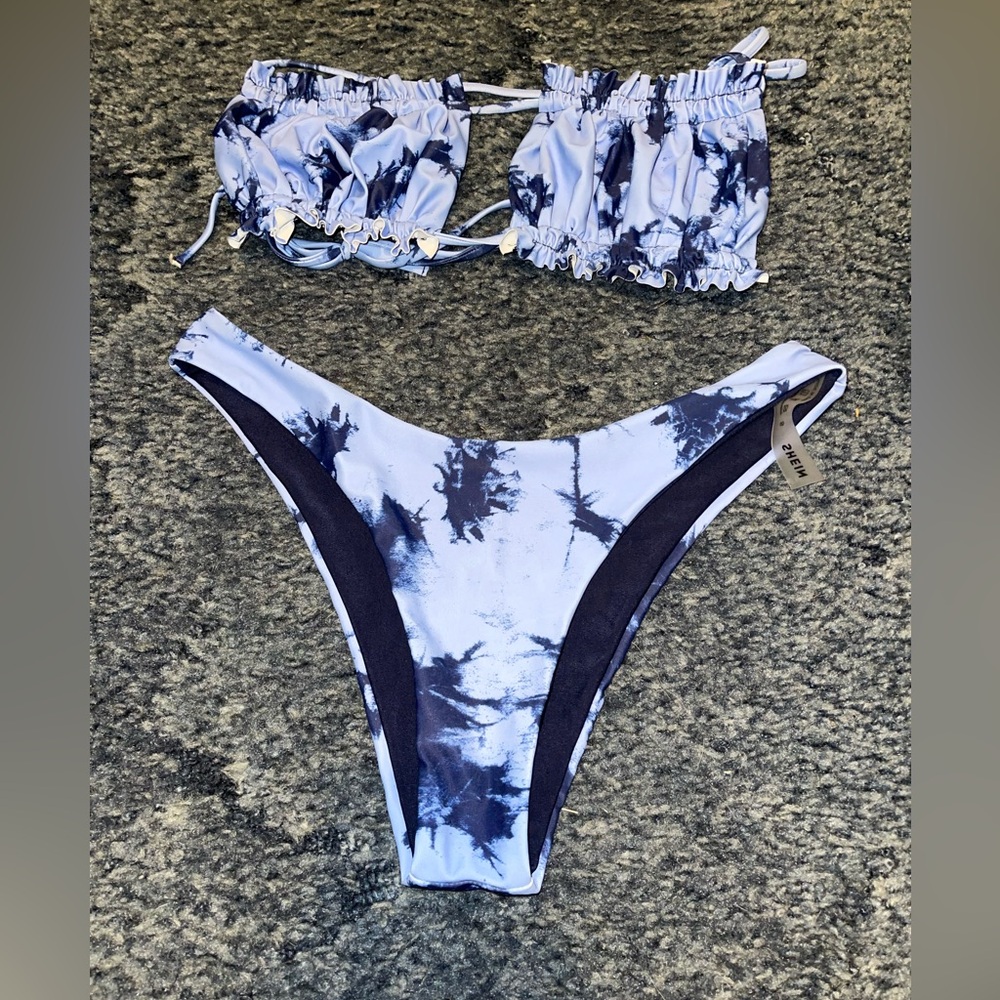 SHEIN Blue Tie-Dye Bikini Set